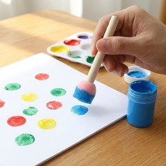 40 PCS 0.8 Inch Round Sponges Foam Brush Set Wooden Handle DIY Paint Staining