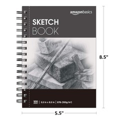 Amazon Basics Sketch Pad for Artists, 67 lb. / 100 gsm, 100 5.5×8.5, White