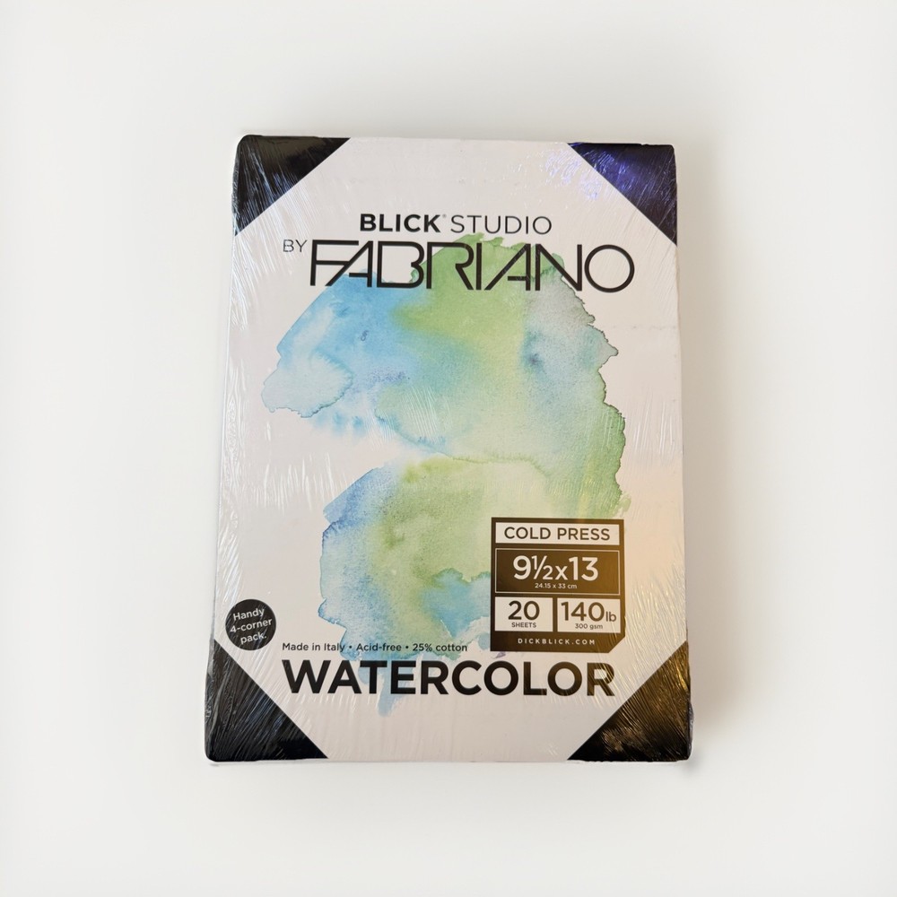 Pack Of 3 Fabriano Cold Press Watercolor 9 1/2 x 13. 20 Sheets 140lb 25% Cotton