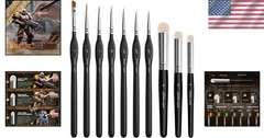Fine Detail Brush Set with Goat Hair Tips – 10pcs for Ultimate Painting Control