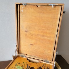 Vintage large easel Wooden artist palette Painter Painting oil Plein air Travel