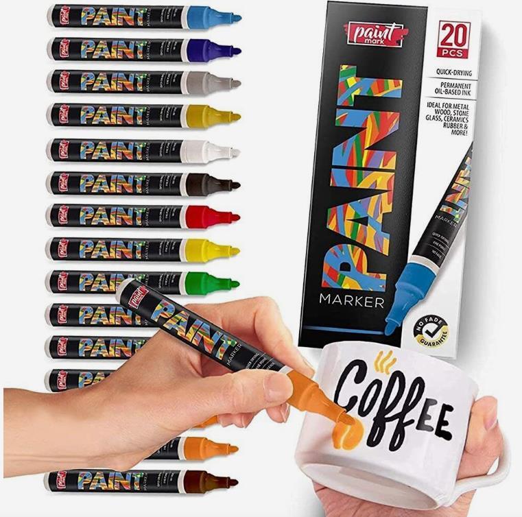 Paint Mark Quick-Dry Paint Pens – Oil-Based, Medium-Tip Paint Markers (20 Pack)