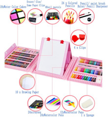 208-PC Drawing Art Kit, Easel Oil Pastels Crayons Colored Pencils Watercolor Pen