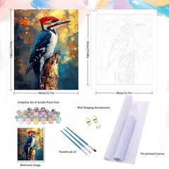 Bird Paint by Numbers Kit for Adults Beginner Animal DIY Painting Kits for Adult