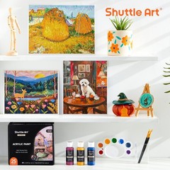 Shuttle Art Acrylic Paint Set 25 Vintage Colours 2oz/60ml Bottles Rich Pigmented
