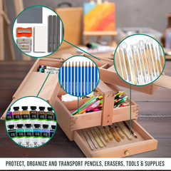 Multi-Function Artist Tool Supply Box with Locking Clasps & Tool Storage Box – W