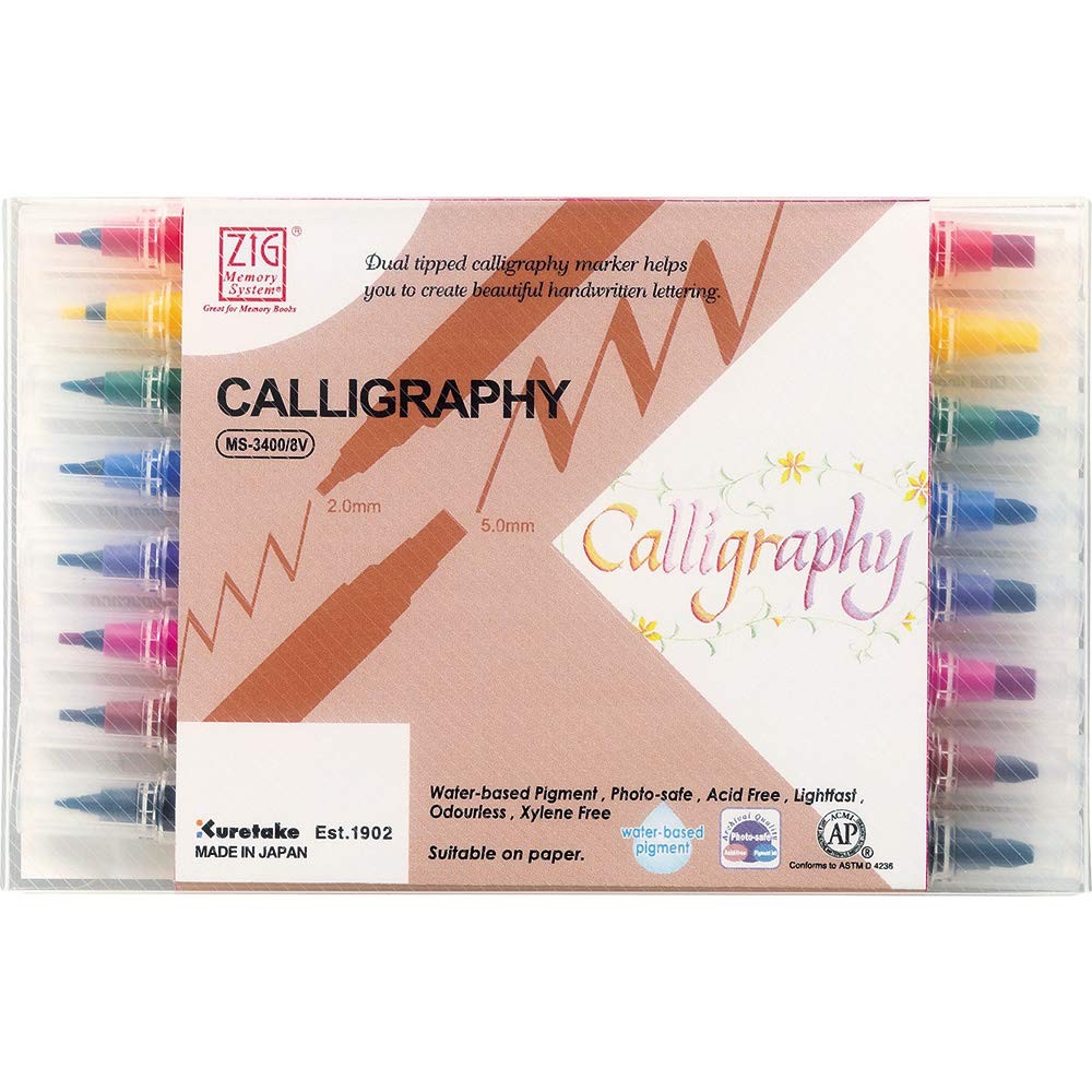 Memory System Calligraphy Markers, Multicolor, 8-Pack