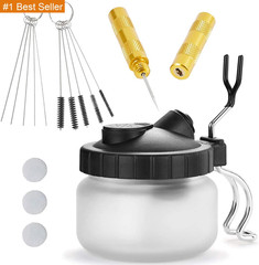 4 SET Airbrush Cleaning Kit Repair Tools Needle Nozzle Brush Glass Cleaning Pot