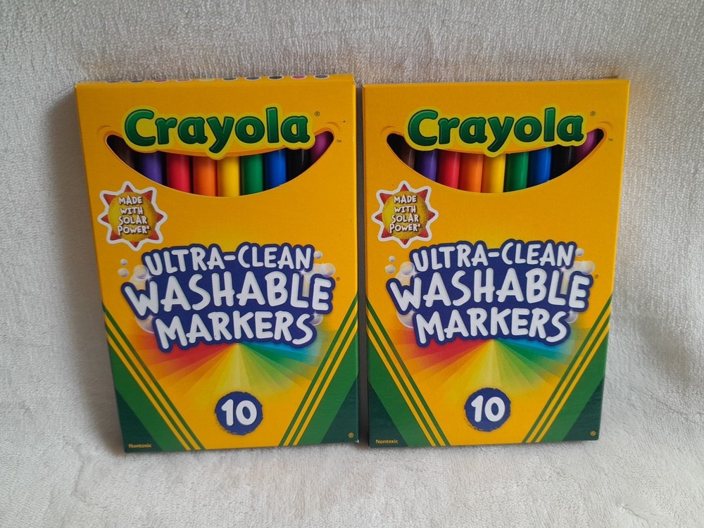 Crayola Ultra-Clean Washable Markers, Fine Line 10 Count (Pack of 2), Multicolor