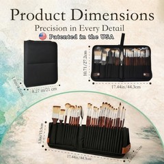 26Pcs Paint Brush Set with Stand-Up Case, Travel Small, Brown