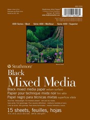 Strathmore 400 Series Black Mixed Media Paper Pad 6×8 15 Sheets Heavyweight