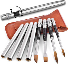 Sable Travel Watercolor Brushes, 4Pcs Kolinsky Sable Watercolor Travel Brushes