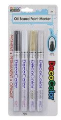 Marvy Uchida DecoColor Metallic Extra Fine Tip Paint Markers – 4 Piece Set New