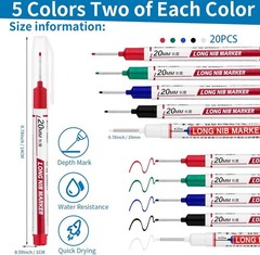 20 PCS Long Head Deep Hole Marker Pens,20mm Long Nib Marker, Longs Nose Marke…