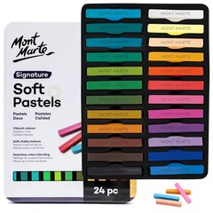 Soft Pastels in Tin Signature 24pc, 24 Assorted Colors, Vibrant Pastel Sticks…