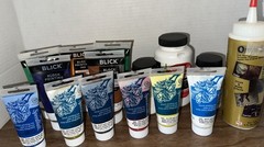 Speedball Block Printing Ink Lot Green Blue Red Yellow Brown + Emulsion Remover
