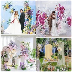 Wedding Arch Backdrop Stand 7.2FT, 6.6FT, 6FT Set of 3 White Metal Wedding Arch