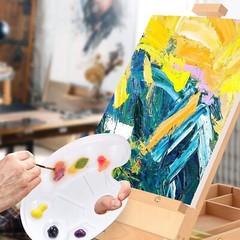 Portable 45-Piece Art Set with Beech Easel and 18 Acrylic Colors for Creativity