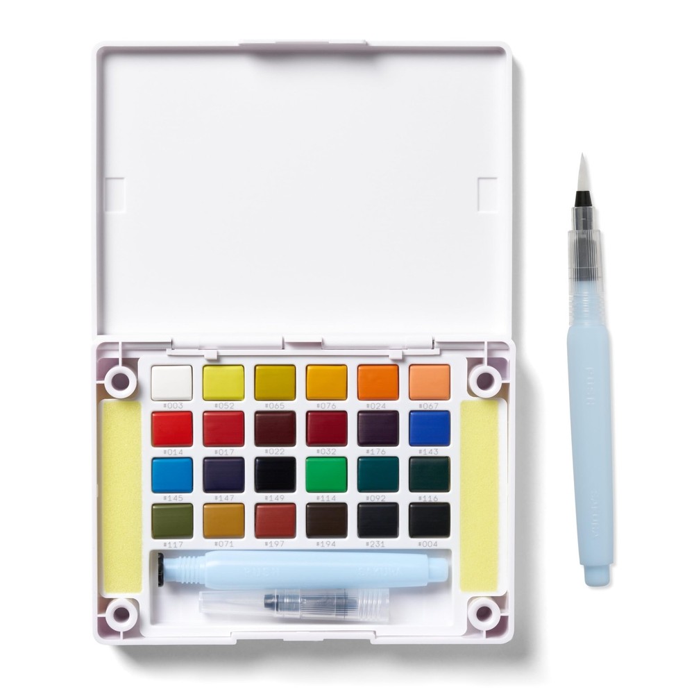 XNCW-24N, 24 Assorted Watercolors Field Sketch Set with Brush