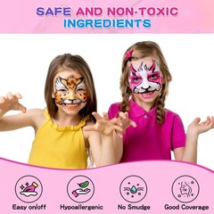 Kids & Adults Face Painting Kit, Multicolor, 12x10g, Glitter, Stencils
