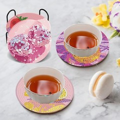 Fruits Diamond Art Coasters Kits, 8 Pieces Diamond Painting Coasters with Holder