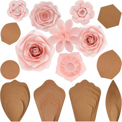 28 Pcs Paper Flowers Template Kit DIY Paper Flower Decorations for Wall Rose Peo
