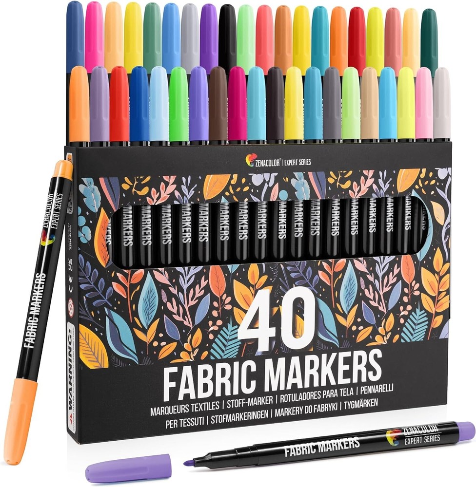 40 Fabric Markers Pens Set – Non Toxic, Indelible & Permanent, Fine Point