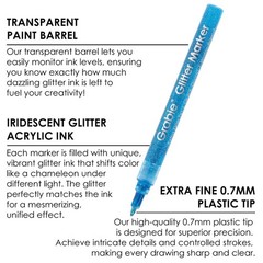 Glitter Metallic Markers, Extra-Fine Tip Glitter Acrylic Paint Markers, Quick…