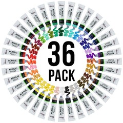 Professional 36 Color Art Acrylic Paint Set, 18ml Tubes, Artist Student Painting
