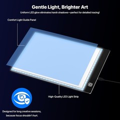 A4 LED Light Box for Tracing and Drawing – Ultra Thin Adjustable Light Table,…