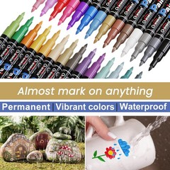 Red Acrylic Paint Pens 2 Pack, 0.7mm Extra Fine Tip Permanent Markers, Water-…