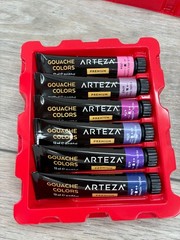 Arteza Metallic Gouache Paint 12ml Tubes Set of 36 Vivid Colors Premium Box Set