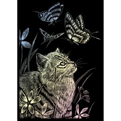 Holographic Foil Engraving Art Mini Kit 5X7 Kitten & Butterfly