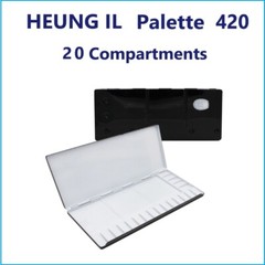 HEUNG IL Aluminum Watercolor Paint Palette 20 Well No. 420 Metal / 303 x 137 mm