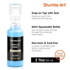 Shuttle Art Acrylic Paint, 50 Colors Acrylic Paint Set, 2oz/60ml Bottles, Rich