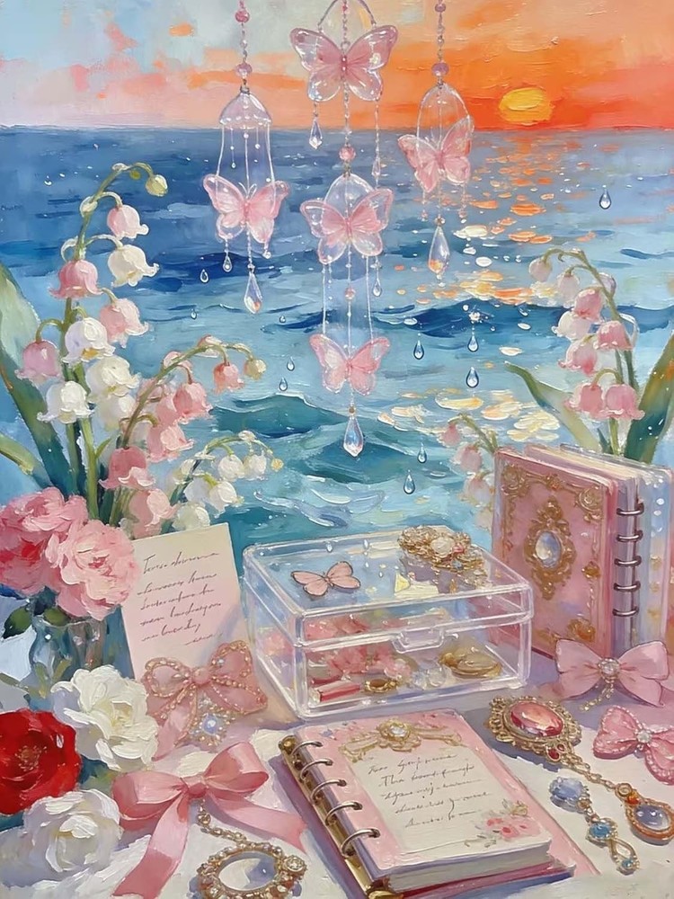 Pink Diary Diamond Painting Kits for Adults, 5D Diamond Art Painting by Numbers