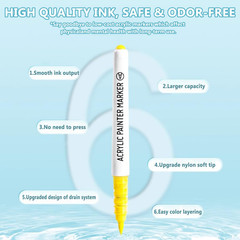 Water Based Acrylic Paint Markers Blue, 9 Colors Acrylic Paint Pens Set with Sof