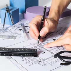 Architectural Scale Ruler Set, 2 Pack 12 Inch Aluminum Architect Black Silver