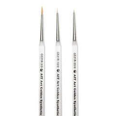 AIT Art Round Paint Brushes, Pack of 3, Miniature Sizes 20/0, 10/0, 3/0, Acry…