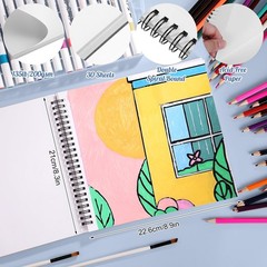 135lb/200gsm Marker Paper Pad, 8.3×8.9in Double Sided Bleedproof Sketch Pad, …