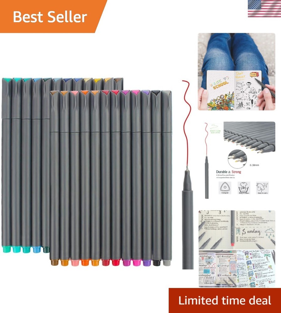 24 Fineliner Color Pens, Fine Line Colored Sketch Writing Drawing Pens for Jo…