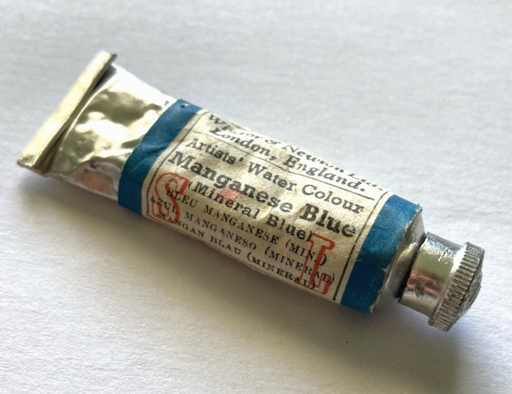 Vintage Winsor & Newton MANGANESE BLUE metal water color paint tube