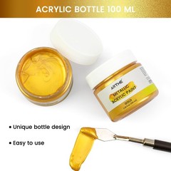 Metallic Gold Acrylic Paint, 100Ml Gold Paint, Gold Leaf Paint for Metal, Wood,