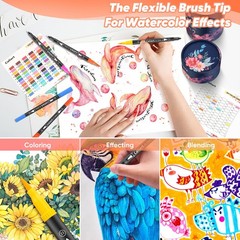 72 Colors Double Tip Brush Pens Art Markers, Artist Fine & Brush Pen Coloring…
