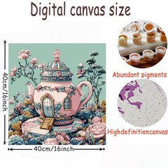 Teapot Paint By Numbers Kit For Adults Beginner DIY Wall Art Decoration Home
