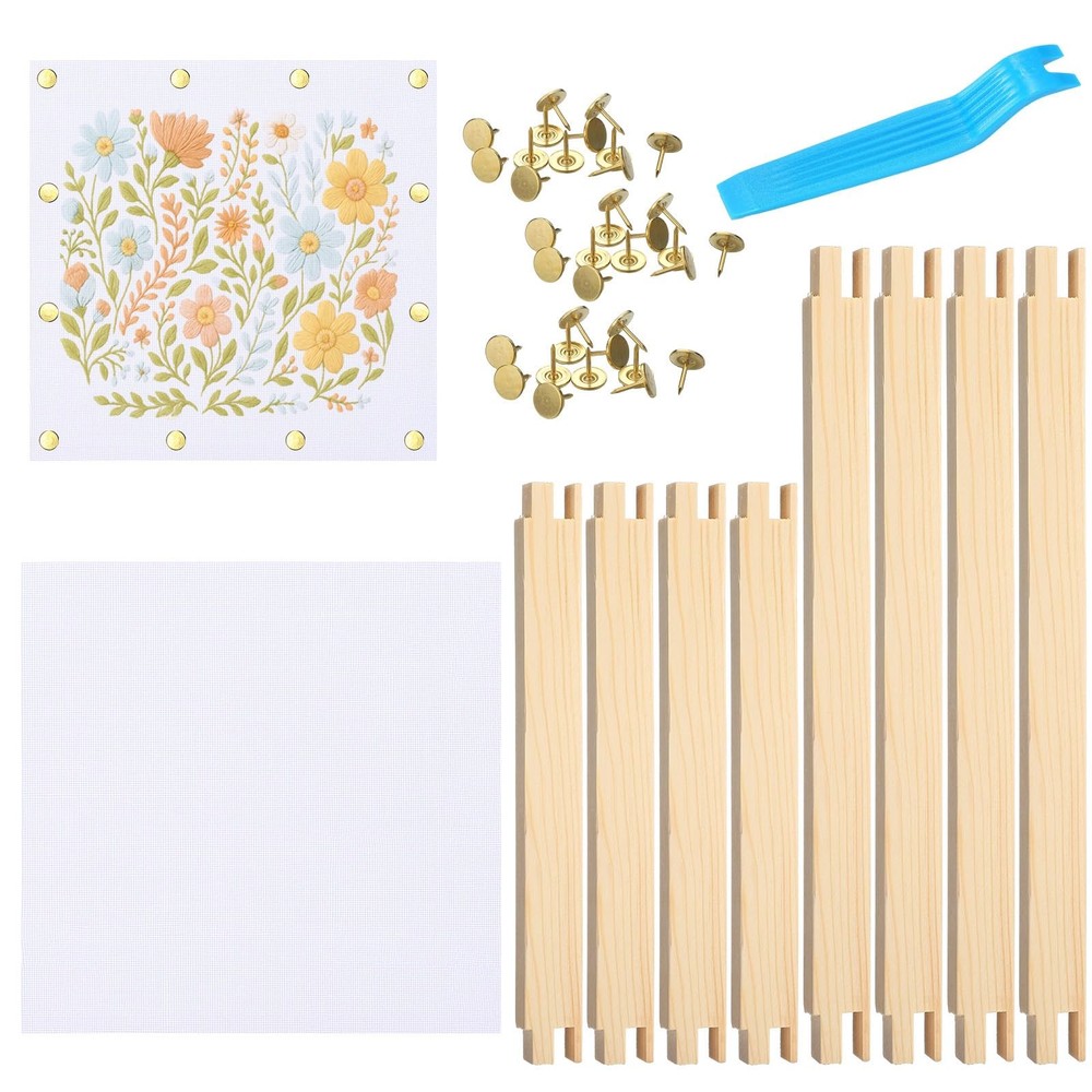 50 Pcs Needlepoint Stretcher Bars Kit 8 Wooden Stretcher Bars, 40 Thumb Tacks…
