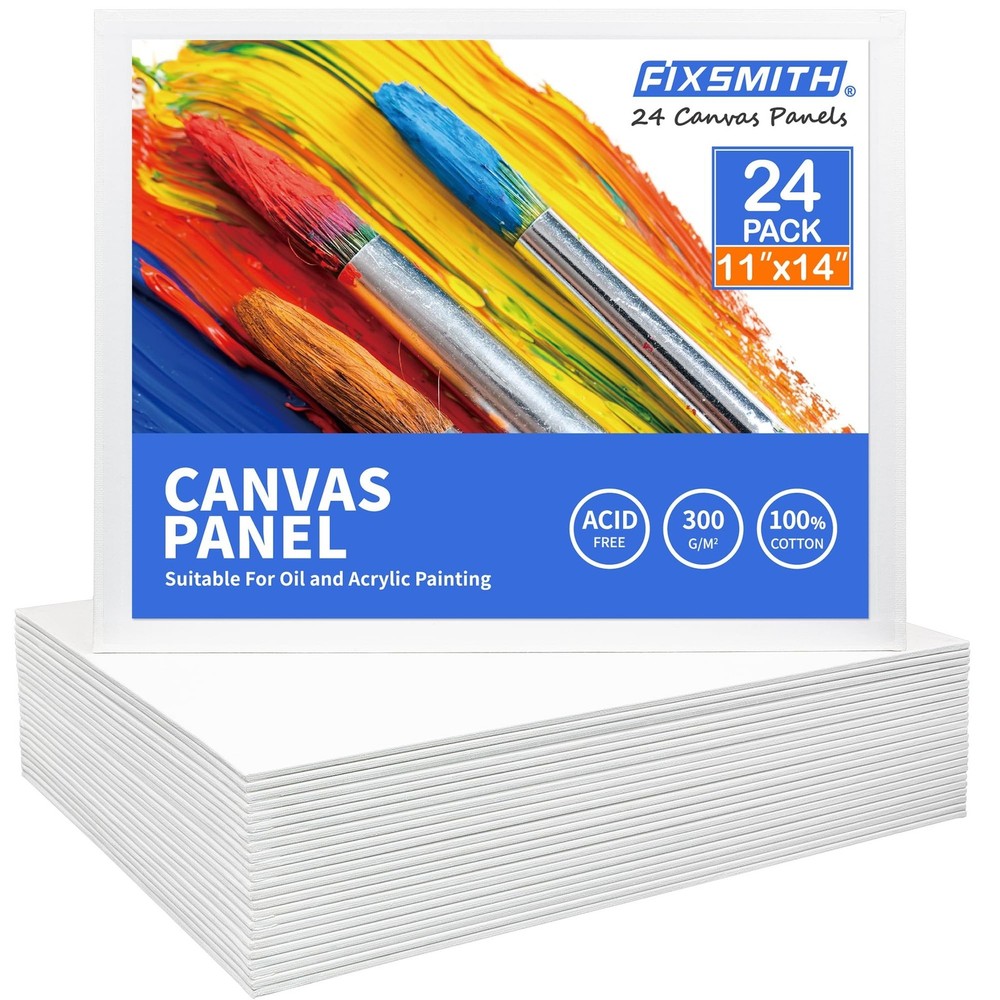 FIXSMITH Canvas Boards for Painting 11×14 Inch, Super Value 24 Pack Paint Can…