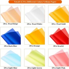 Colored Vellum Paper 9 Colors 8.5×11 45 Sheets Transparent Tracing Paper For Dra