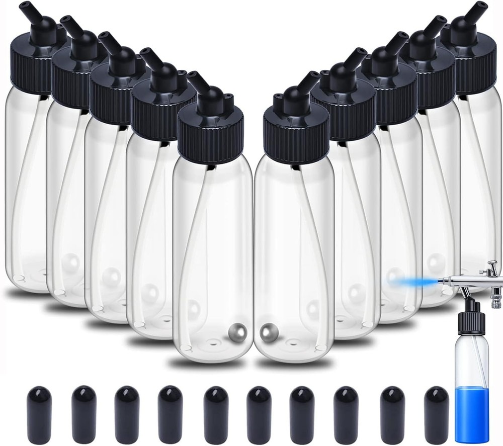 10pcs Airbrush Siphon Feed Jar, 1.07 Ounce(30CC) Plastic Airbrush Bottles Jar…