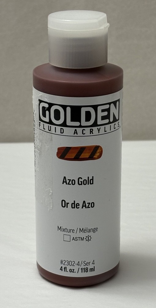 Fluid Acrylics GOLDEN Azo Gold 4 fl Professional Acrylic Paint Transparent (SH3)